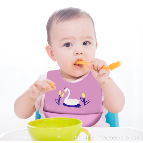 Bib silikon bayi kalis air lembut dengan bib corak
